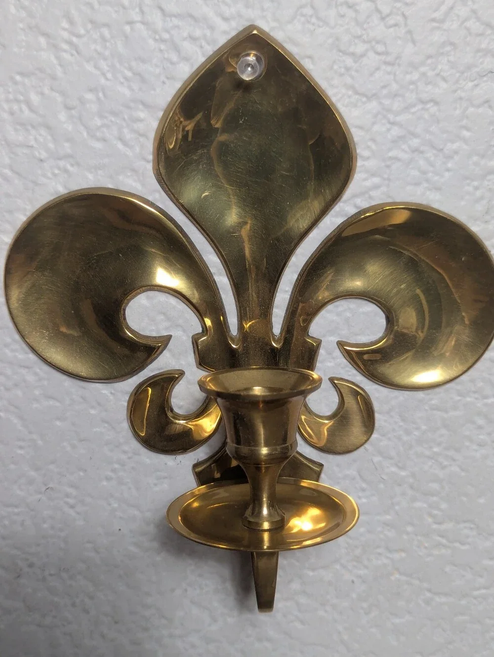 Vintage Solid Brass Fleur-de-Lis Wall Sconces - Pair